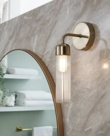 Habitat Ribbed Metal Bathroom Wall Light - Gold