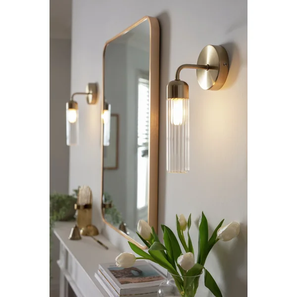 Habitat Ribbed Metal Bathroom Wall Light - Gold