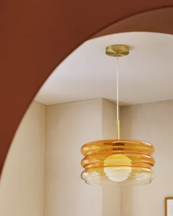 Habitat Ribbed Ombre Glass Pendant Light - Orange
