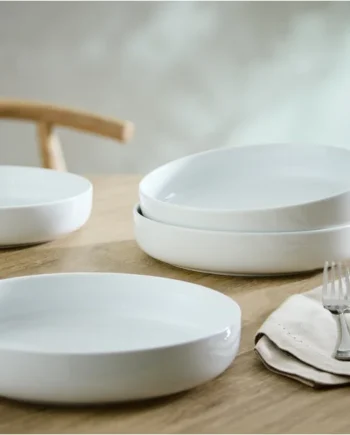 Habitat Riko Blate Set of 4 Porcelain Blates - White