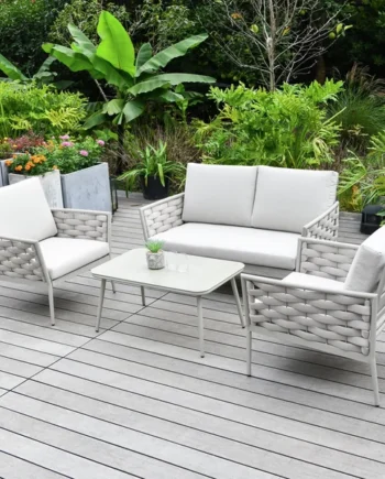 Habitat Rodes 4 Seater Metal Garden Sofa Set - Natural