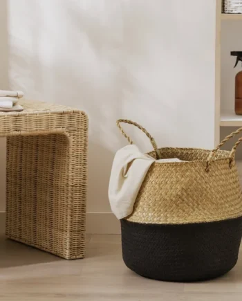 Habitat Seagrass Belly Storage Basket - Two Tone Black