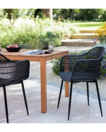 Habitat Serpa Set of 2 Plastic Garden Chairs - Black