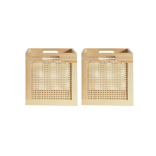 Habitat Set of 2 Rattan Square Boxes - Natural