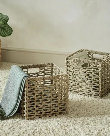Habitat Set of 2 Seagrass Square Boxes - Natural