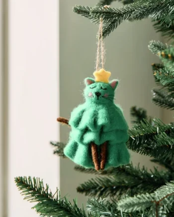 Habitat Single Felt Cat Christmas Tree Decoration
