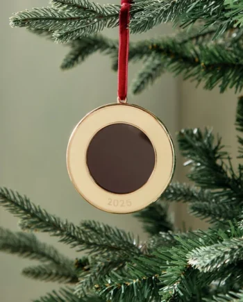 Habitat Single Gold Round Photo Frame Christmas Decoration