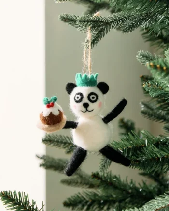 Habitat Single Panda with Pudding Christmas Hanging Ornament
