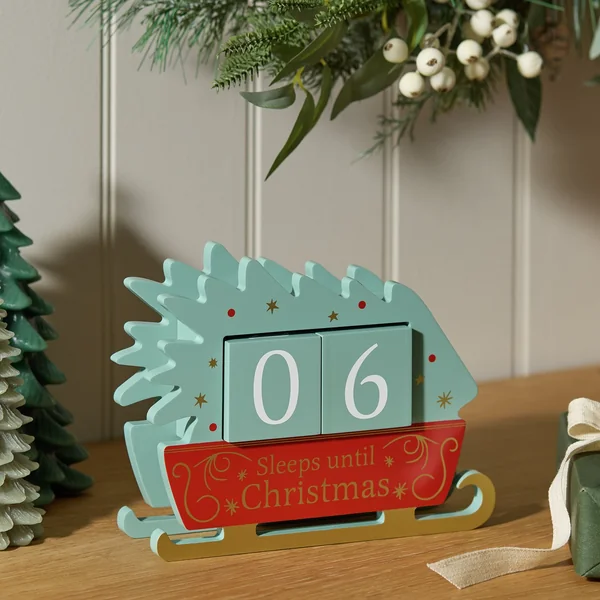 Habitat Sleigh Shaped Wooden Christmas Countdown Calendar