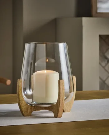 Habitat Small Hurricane Candle Holder with Wooden Legs