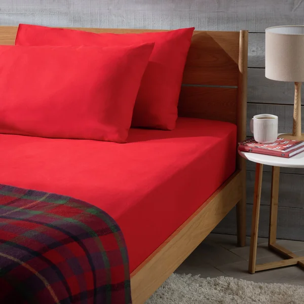 Habitat Soft and Cosy Brushed Cotton Red Fitted Sheet - Sin