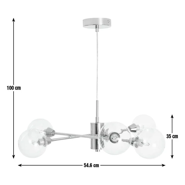 Habitat Sputnik Glass 6 Light Pendant Light - Chrome