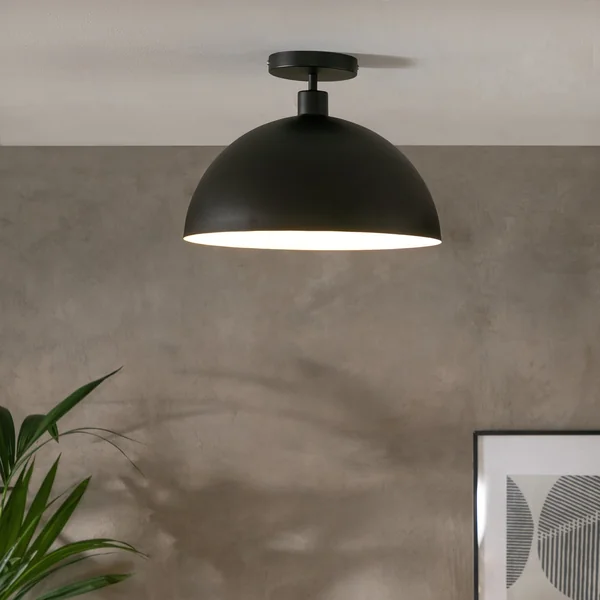 Habitat Steel Mushroom Flush Ceiling Light - Black