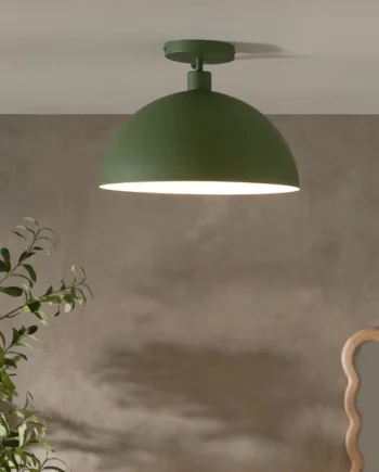 Habitat Steel Mushroom Flush Celling Light - Green