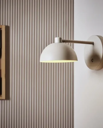 Habitat Steel Rechargeable Mushroom Wall Light - Taupe