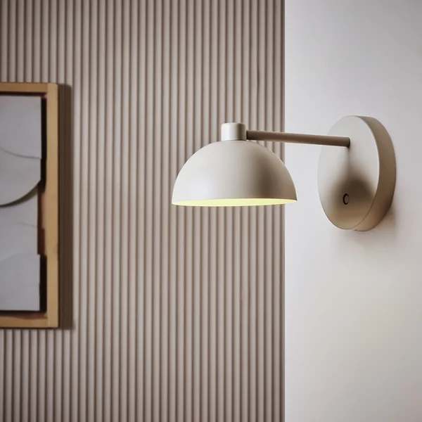 Habitat Steel Rechargeable Mushroom Wall Light - Taupe