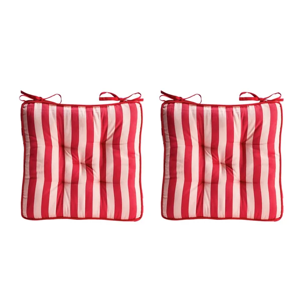 Habitat Striped Pack of 2 Seat Cushion - Red