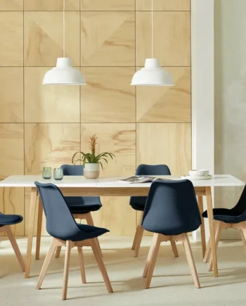 Habitat Sylas Extending White Dining Table & 6 Blue Chairs