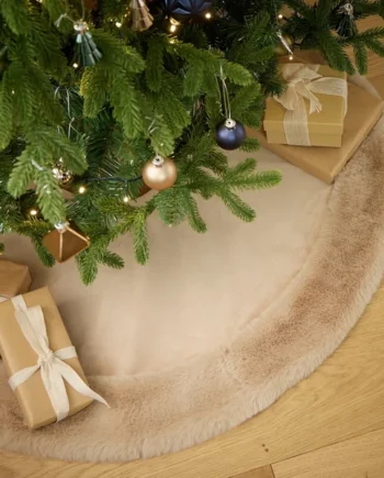 Habitat Taupe Velvet and Faux Fur Christmas Tree Skirt