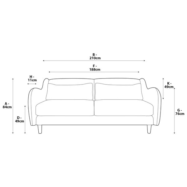 Habitat Turnmill Fabric 3 Seater Sofa - Charcoal - Ash Leg