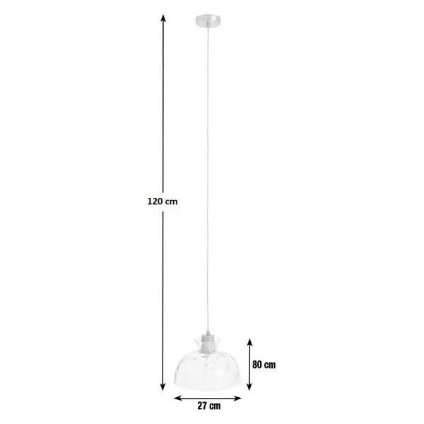 Habitat Vanern Dimple Glass & Wood Pendant Light - Clear
