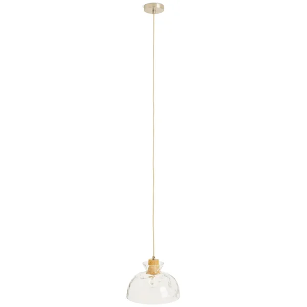 Habitat Vanern Dimple Glass & Wood Pendant Light - Clear