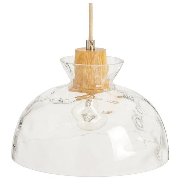 Habitat Vanern Dimple Glass & Wood Pendant Light - Clear