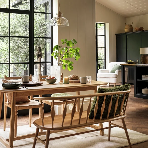 Habitat Vanern Dimple Glass & Wood Pendant Light - Clear