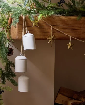 Habitat White Metal Hanging Christmas Bells