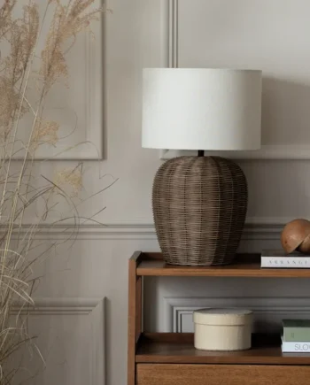 Habitat Wicker Pear 49cm Rattan Table Lamp - Natural