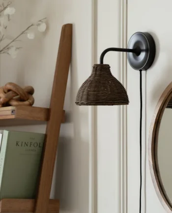 Habitat Wicker Pear Plug in Wall Light - Natural
