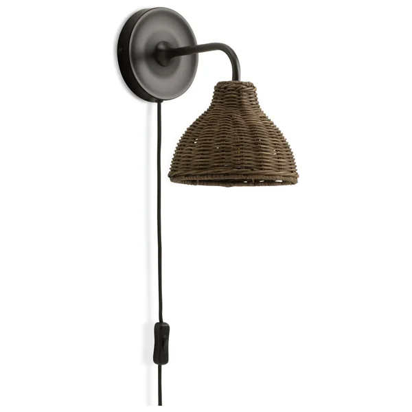 Habitat Wicker Pear Plug in Wall Light - Natural