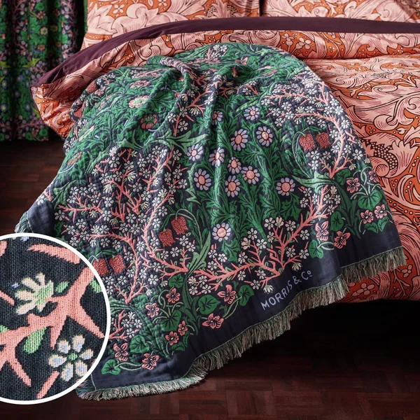 Habitat x Morris & Co. Blackthorn Throw - Green - 125x150cm