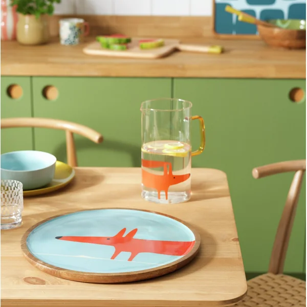Habitat x Scion Mr Fox Mango Wood Serving Platter - Blue
