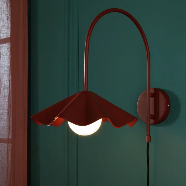 Habitat Yuno Pleat Arch Metal Wall Light - Red