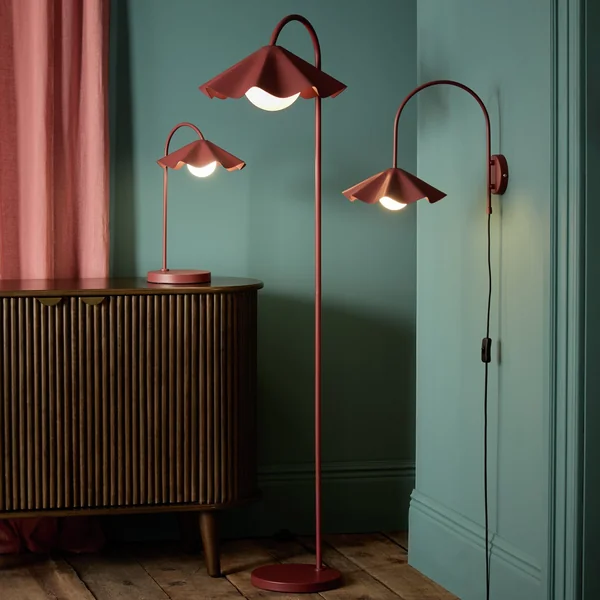 Habitat Yuno Pleat Arch Metal Wall Light - Red