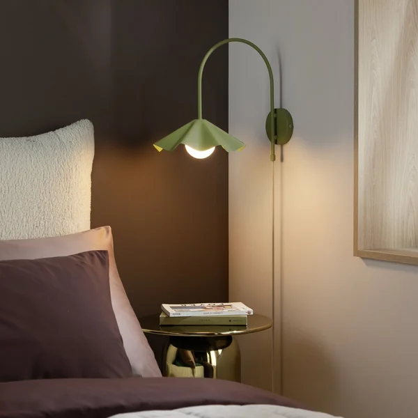 Habitat Yuno Pleat Metal Arch Wall Light - Olive