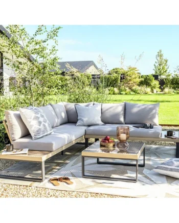 Habitat Zaria 5 Seater Metal Garden Corner Sofa Set -Natural