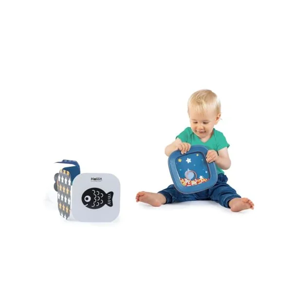 Halilit Baby Tummy Time Shaking Drum – Musical Sensory Toy for Infants 3 Months+ | Includes Tummy-Time Booklet | Develops Motor Skills, Rhythm & Coordination | BPA-Free | Colours May Vary