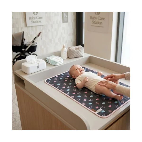 Hamur Home Portable Changing Mat Waterproof 40 x 70 cm Set of 3 Reusable Baby Changing Mat Machine Washable for On the Go Wrap Clutch (Pink)