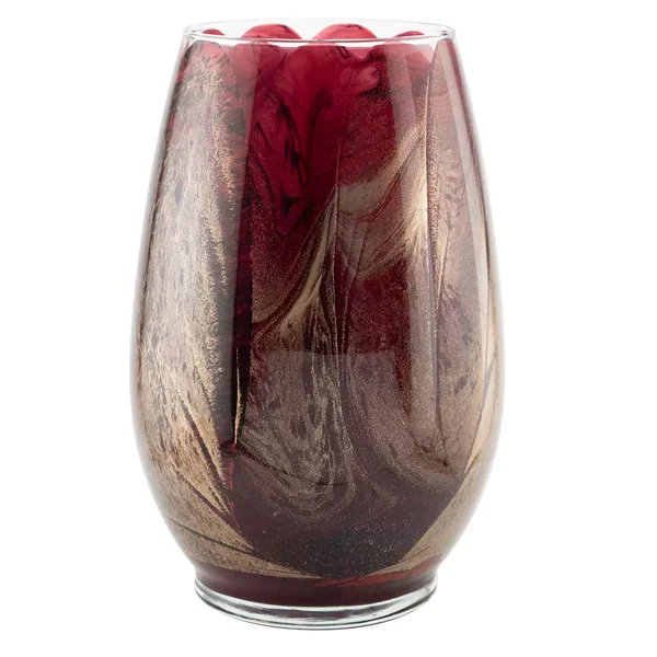 Hand Painted Gold Swirl Glass Wax Candle, Blue Spruce and Mandarin