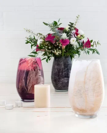 Hand Painted Gold Swirl Glass Wax Candle in 3 Colours