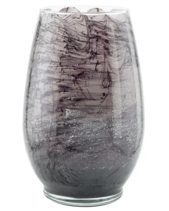 Hand Painted Gold Swirl Glass Wax Candle, White Cedar