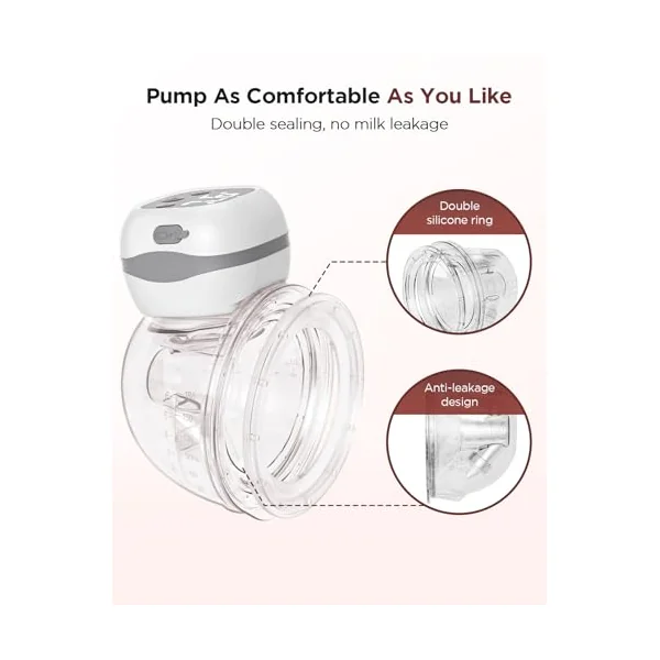 Haokoo Electric Breast Pump Wearable, Lightweight Hands-Free, Double Pump | For Breastfeeding Moms at Home, Work & Travel, 3 Modes 12 Levels, 40dB Quiet, 2.5H Battery, Easy Clean, BPA-Free