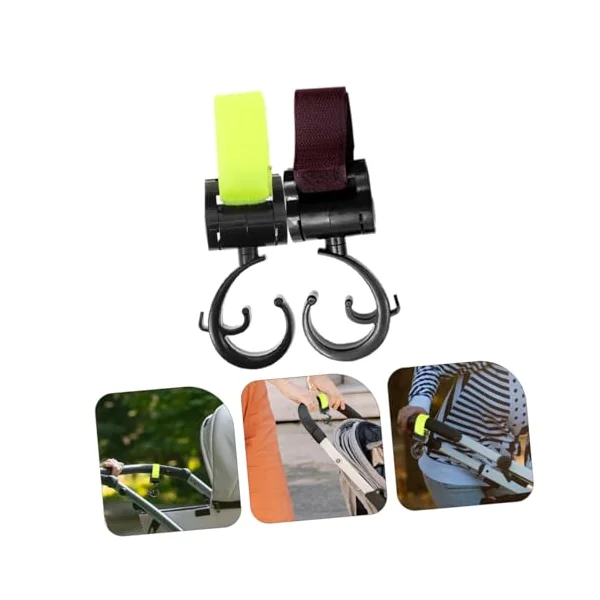 Happyyami 2pcs Stroller Hooks for Stroller Motorcycle Electric Scooter Strap Hook Multipurpose Hangers for Diaper Bags