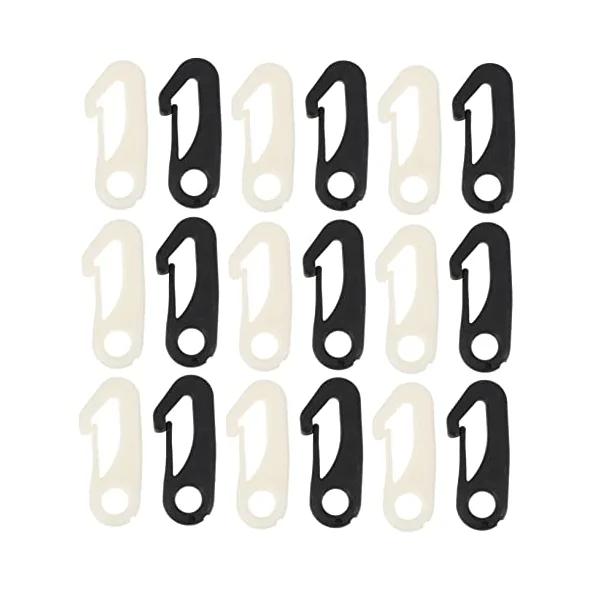 Happyyami Plastic Tent Hooks 50pcs Sturdy Outdoor Camp Black | Water-resistant, Weather-resistant, Quieter Than Brass or Metal Clips, Multi-purpose for Outdoor Activities