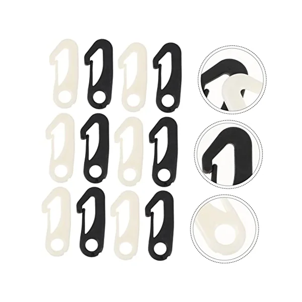Happyyami Plastic Tent Hooks 50pcs Sturdy Outdoor Camp Black | Water-resistant, Weather-resistant, Quieter Than Brass or Metal Clips, Multi-purpose for Outdoor Activities