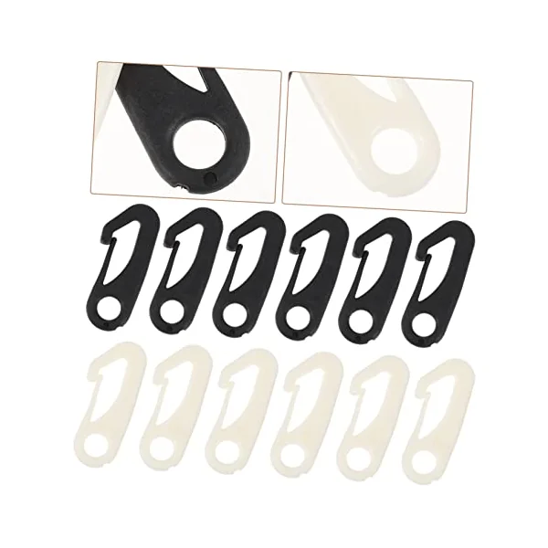 Happyyami Plastic Tent Hooks 50pcs Sturdy Outdoor Camp Black | Water-resistant, Weather-resistant, Quieter Than Brass or Metal Clips, Multi-purpose for Outdoor Activities