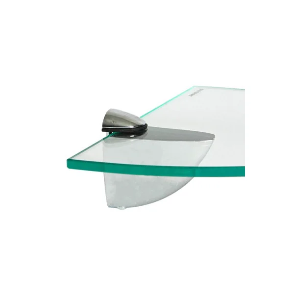 Harbour Housewares 2x Floating Glass Corner Shelves - 30cm - Silver Brackets - Bathroom Shower Storage Vanity Display Unit Shelf
