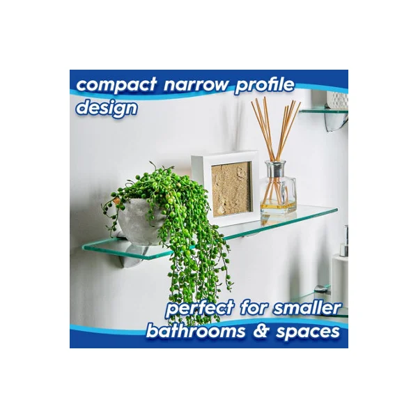 Harbour Housewares 3x Floating Glass Shelves - 50cm - Gold Brackets - Bathroom Shower Storage Vanity Display Unit Shelf